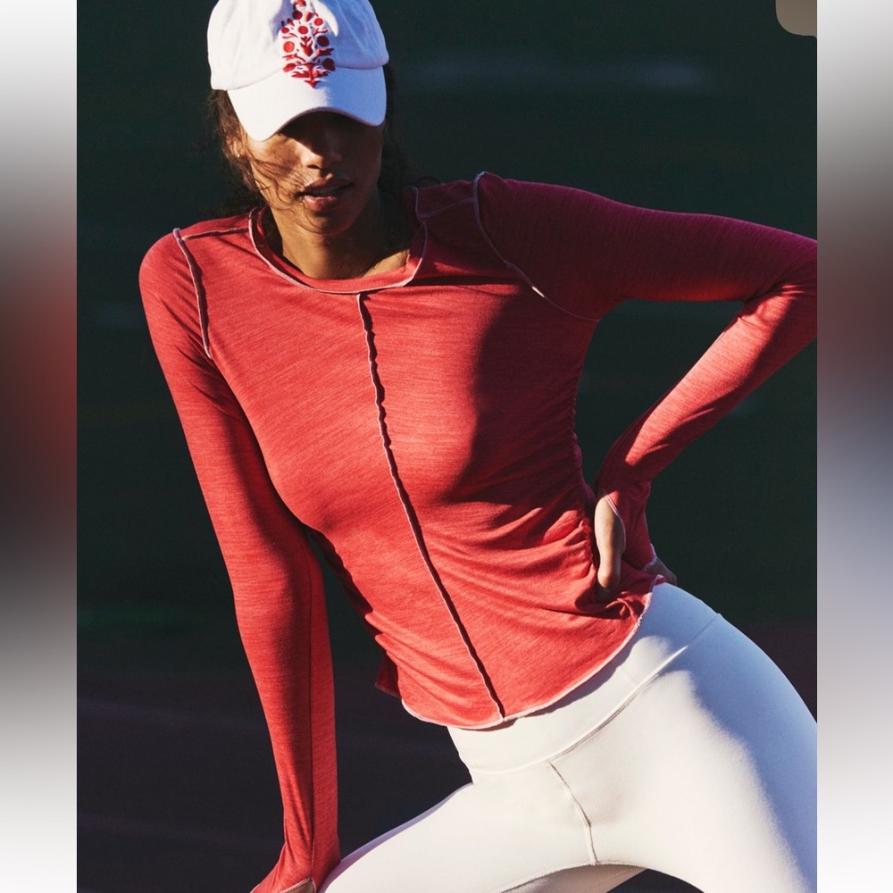 Free People Right On Run Long Sleeve Top Red Small